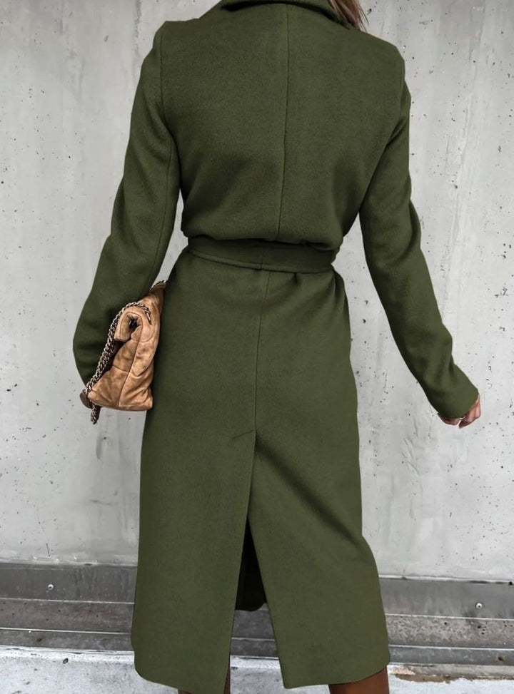 Women's Winter Coat Long Belted Wool Blend Wrap Shawl Collar